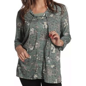 ERIKA Adira Floral Burnout Front Lace Up Dance Top